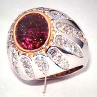 Rubin Ring mit Brillanten Weiss/Gelbgold 750