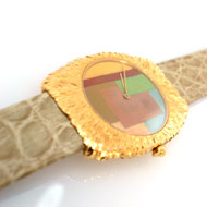Armbanduhr in Gelbgold mit Emaillierten Zifferplatt 